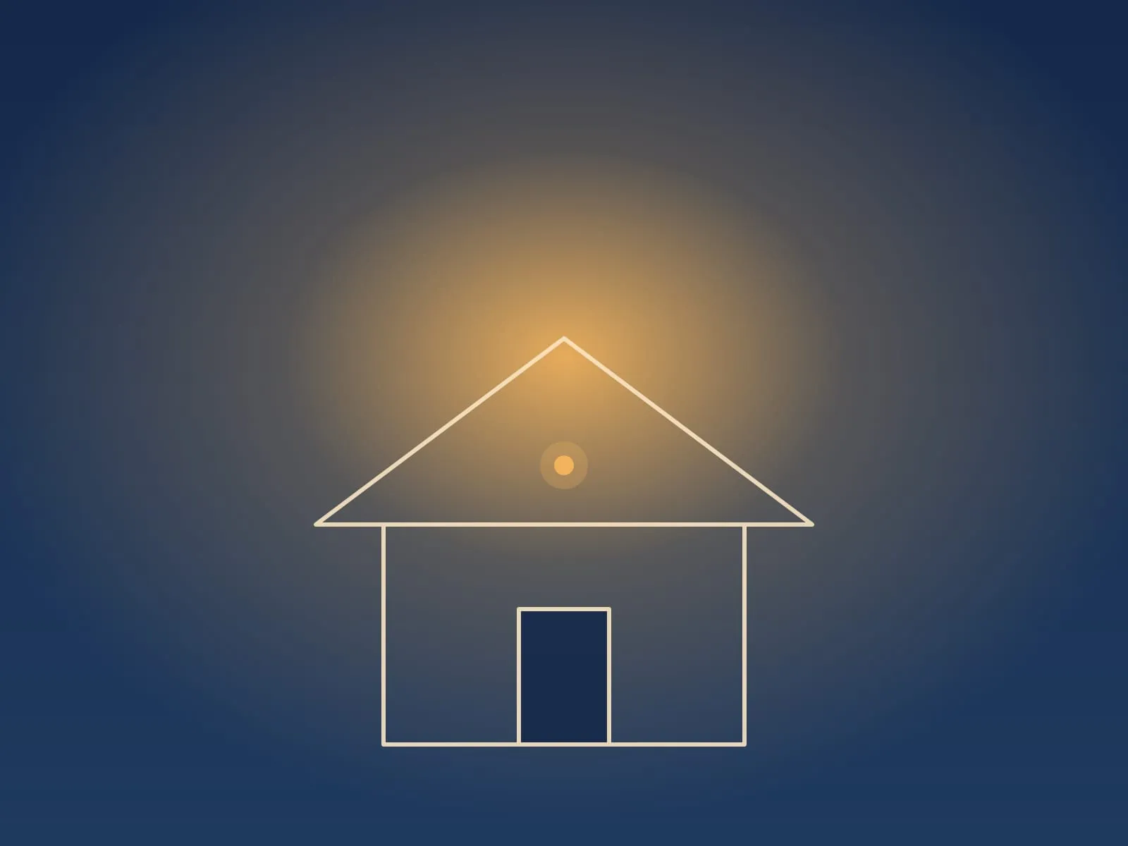 A warmly lit home at dusk with a glowing porch light, representing welcoming in-home help.